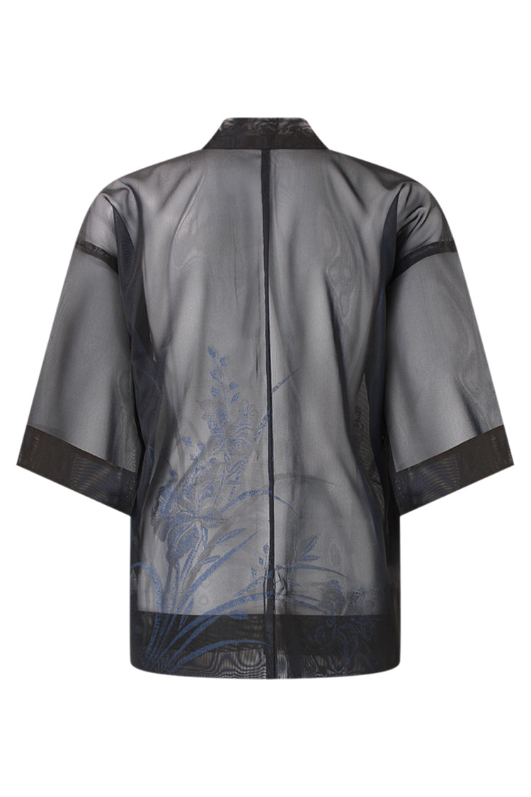 summer silk vintage kimono with woven floral design and refashioned sleeves