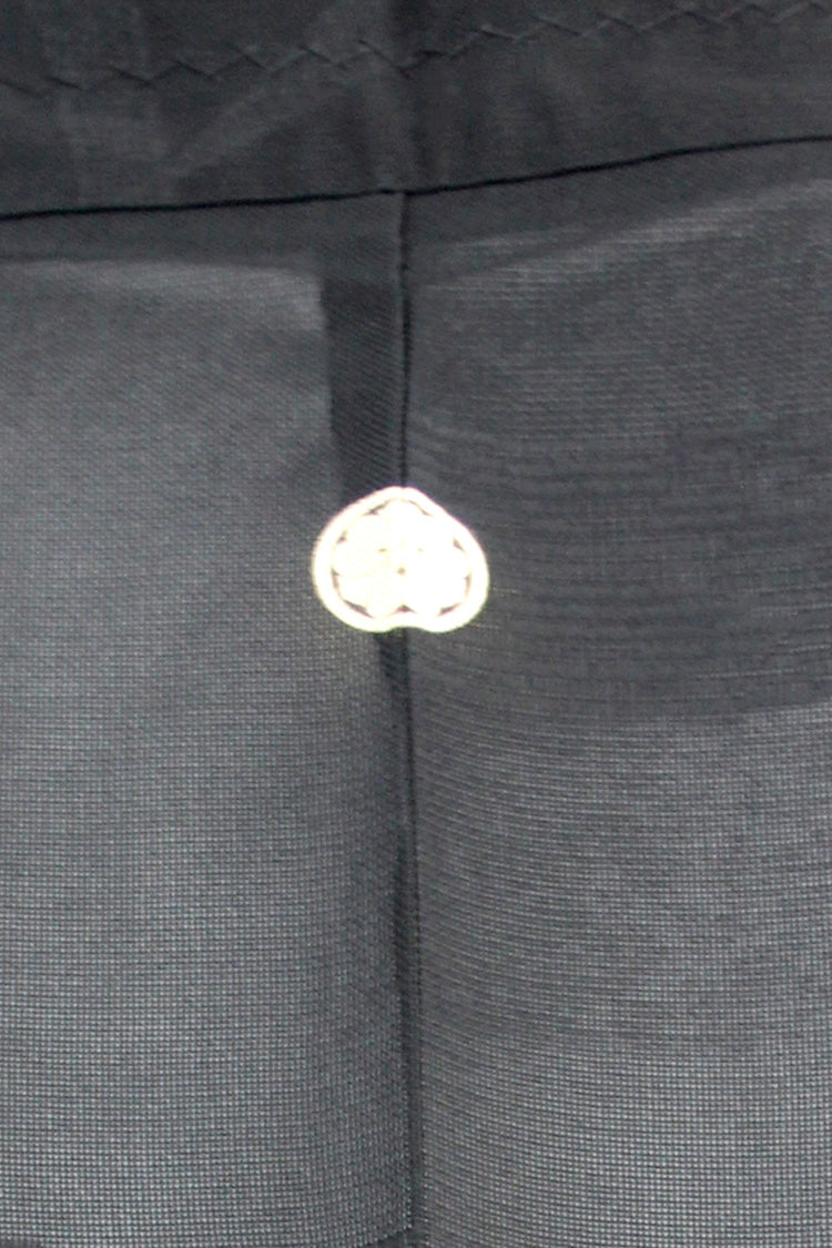 Black summer silk jacket with family crest - Kiku 