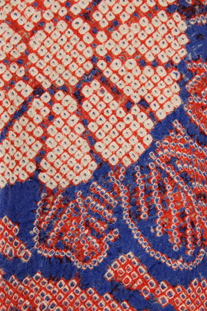 detail of intricate shibori hand tied design in silk for vintage kimono jacket