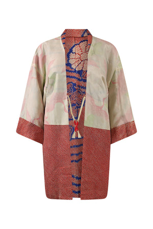 reversible blue and red silk kimono jacket