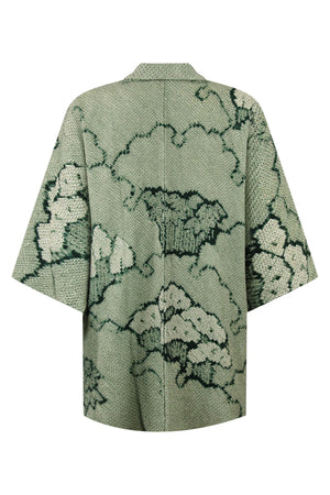 blue green refashioned kimono jacket with reduced sleeves