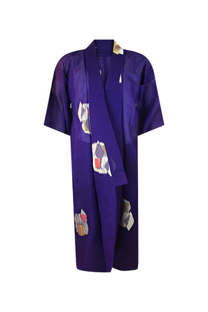 semi-transparent purple summer silk kimono robe
