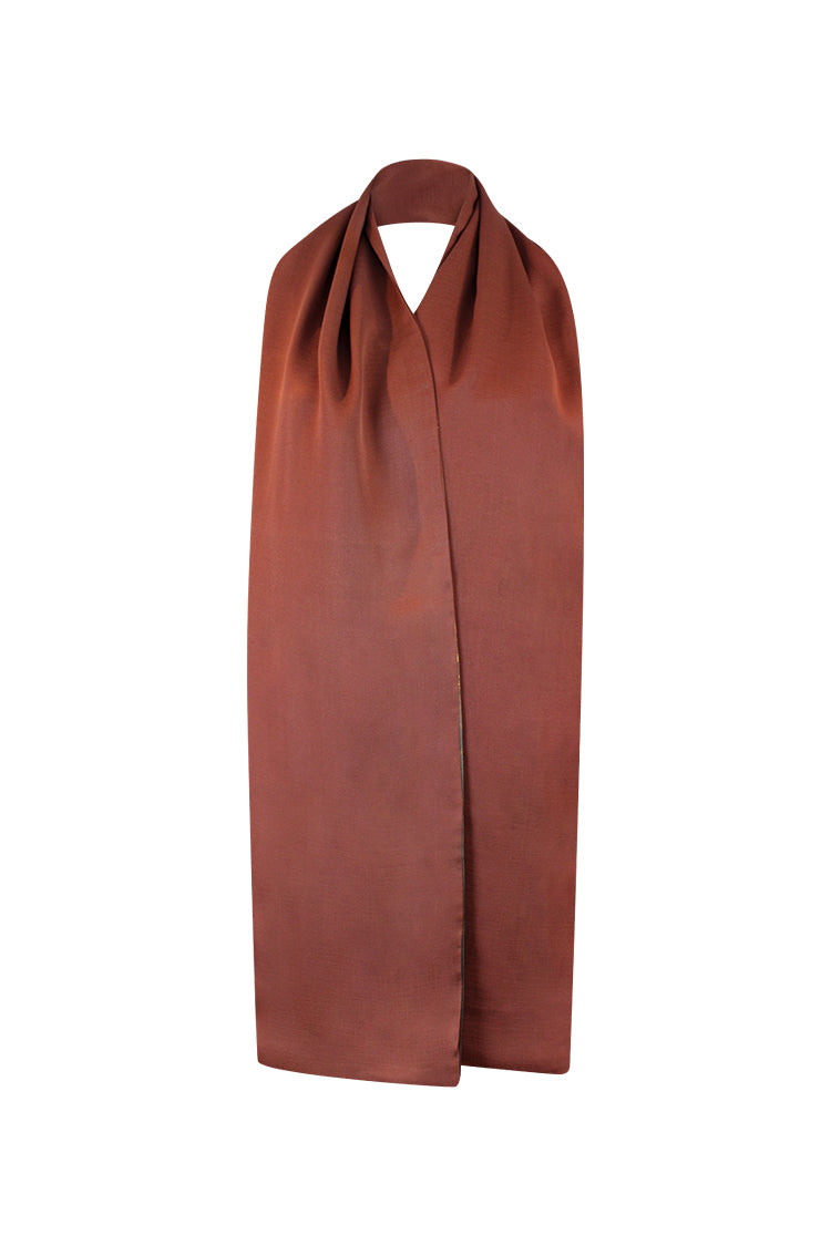 Homongi silk celebration scarf with brown and gray colors - Kiku 