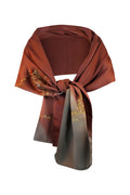 Homongi silk celebration scarf with brown and gray colors - Kiku 