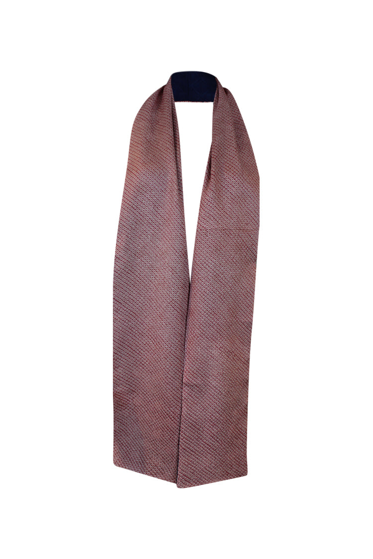 reverse side of silk scarf with pink shibori