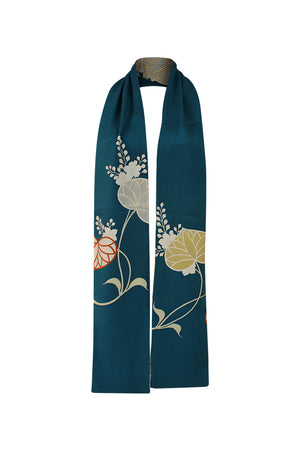 reversible kimono silk scarf with flowers