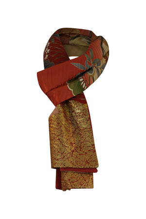 furisode celebration scarf with gold and tangerine