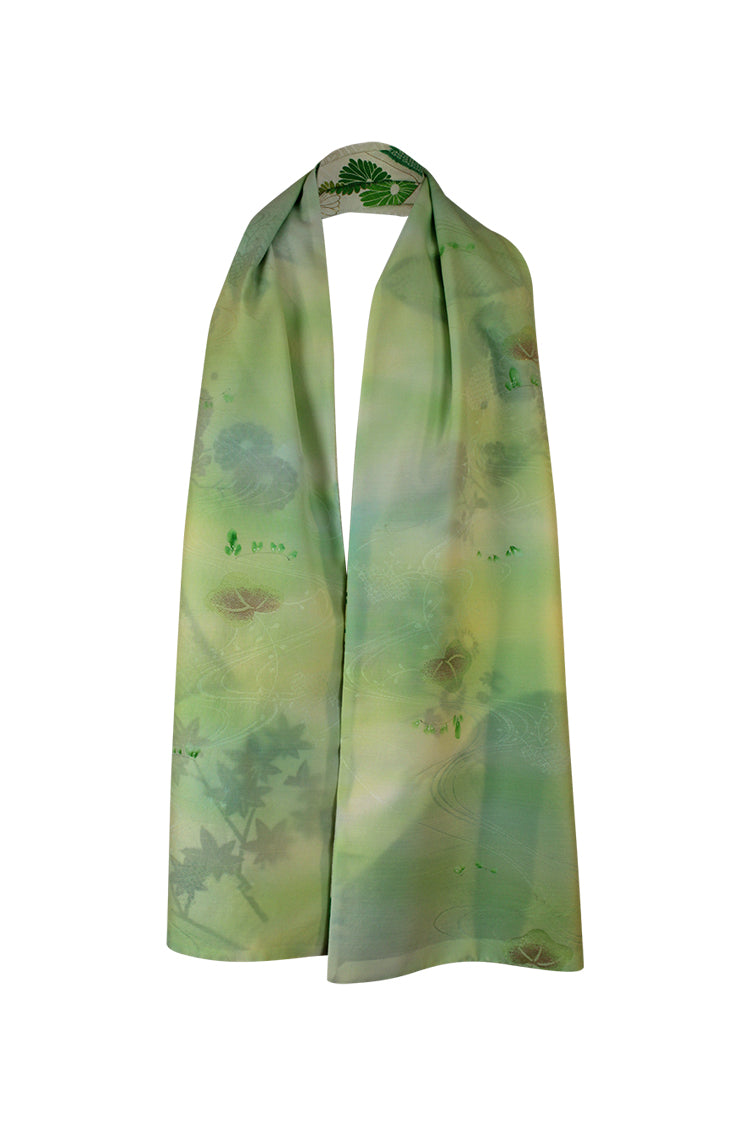 delicate green silk lining  to kimono scarf