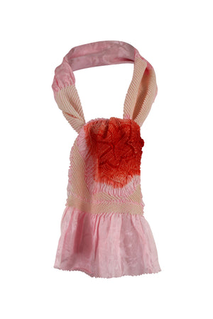 Pink and orange silk sash scarf with tie dye design