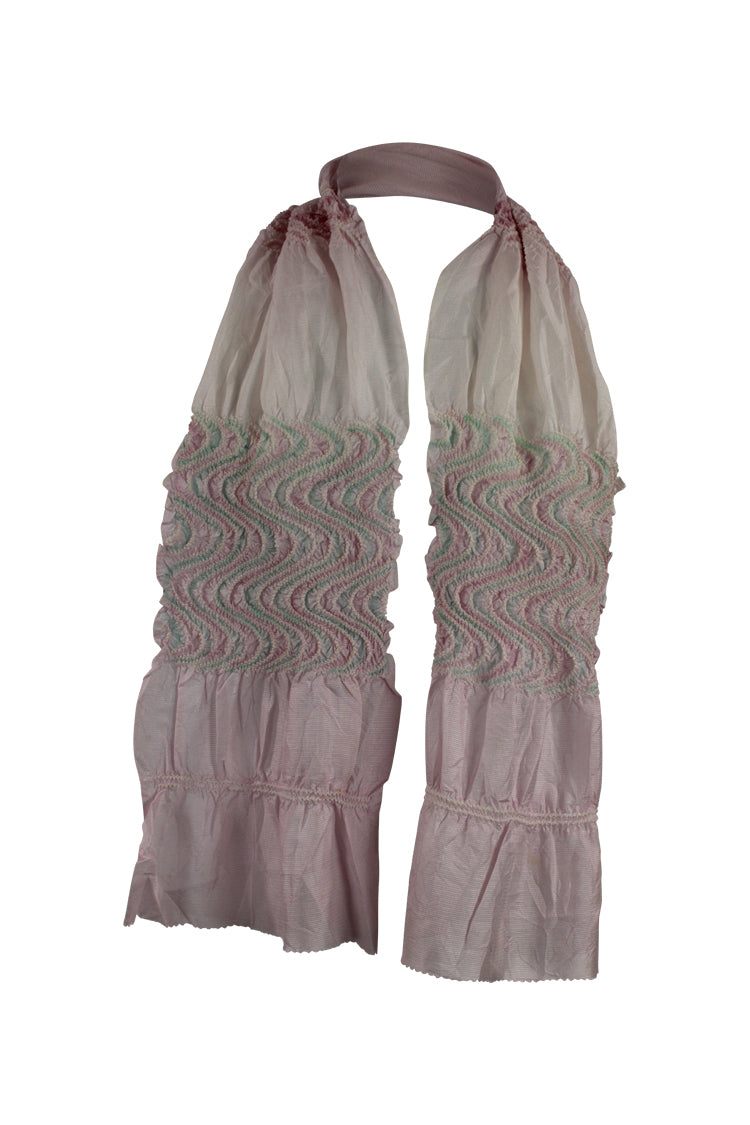 Pink silk sash scarf with rainbow tie dyed design