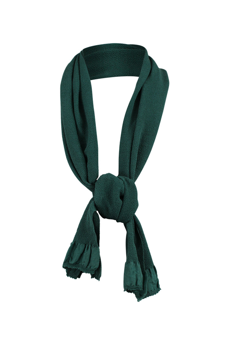 Dark green crepe silk vintage scarf