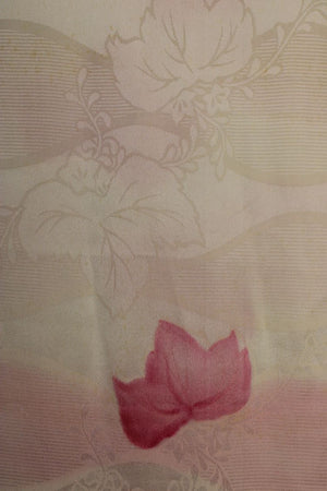 Pink silk sash scarf with maple leaf design