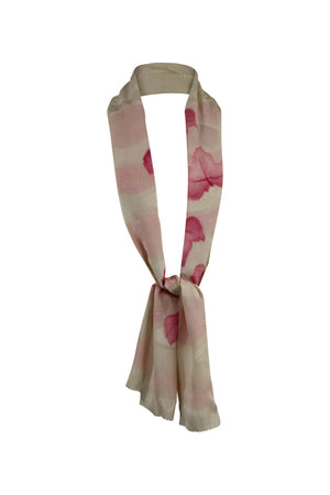 Pink silk sash scarf with maple leaf design