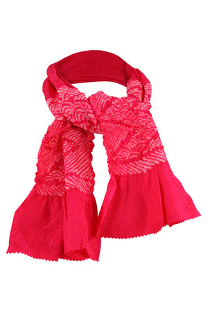 Bright Pink sash scarf with zig zag tie dyed design